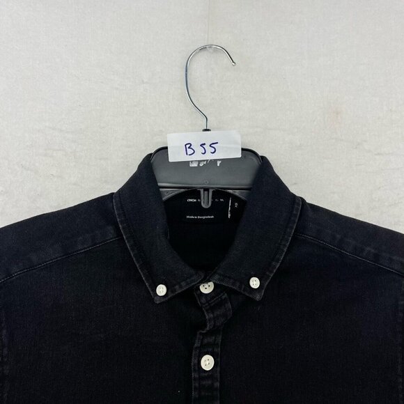 Asos Design Button Down Shirt Mens XS Black Denim Long Sleeve Classic Fit Casual - Picture 12 of 12